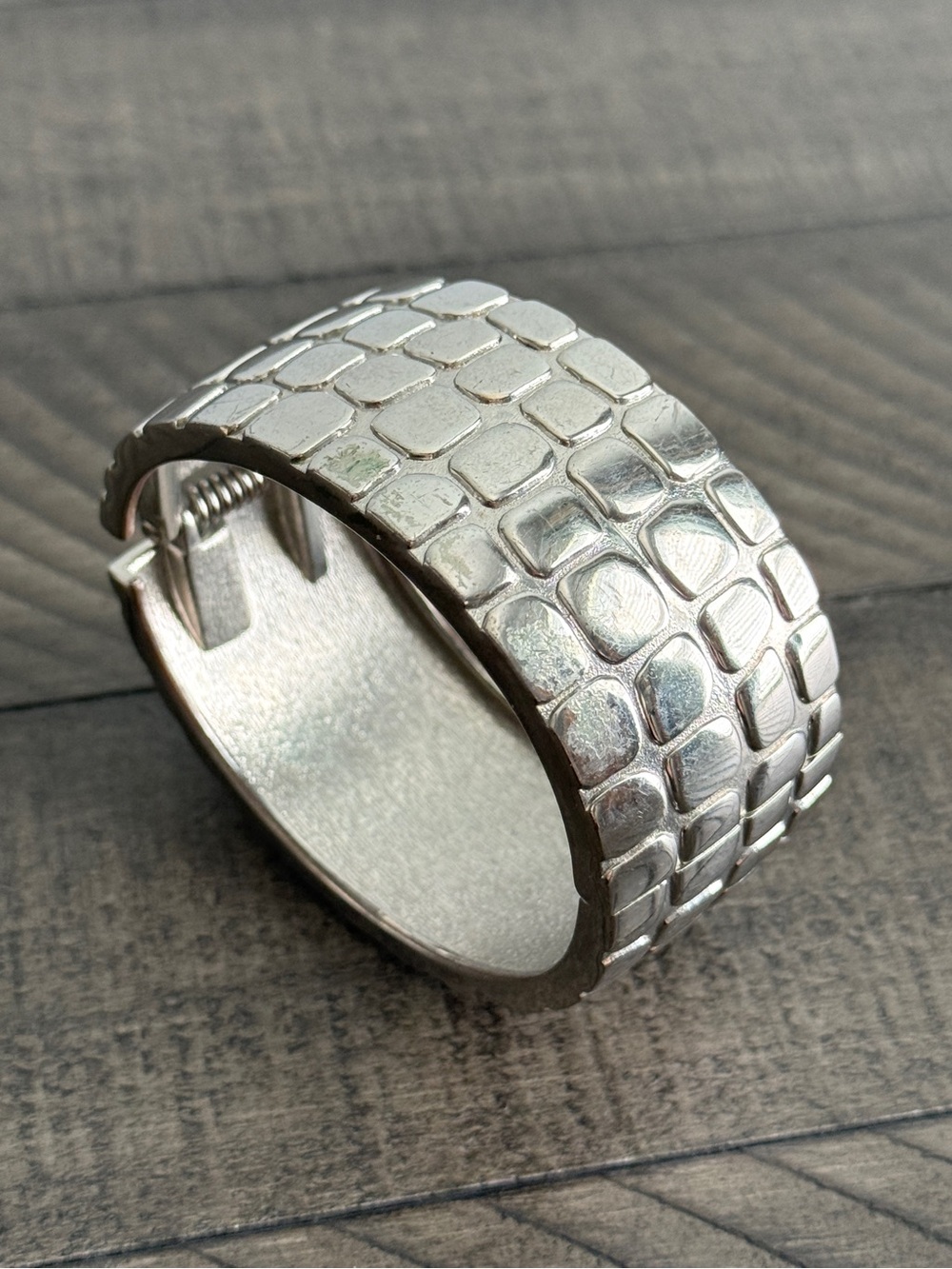 Silver-Toned Snake Skin Cuff Bracelet - Picture 5 of 9